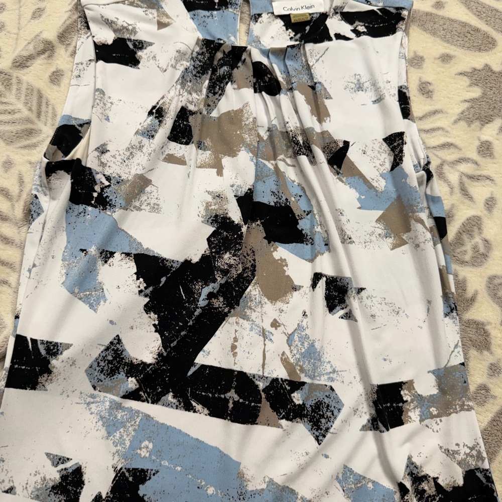 Calvin Klein Blue and Black Patterned Top